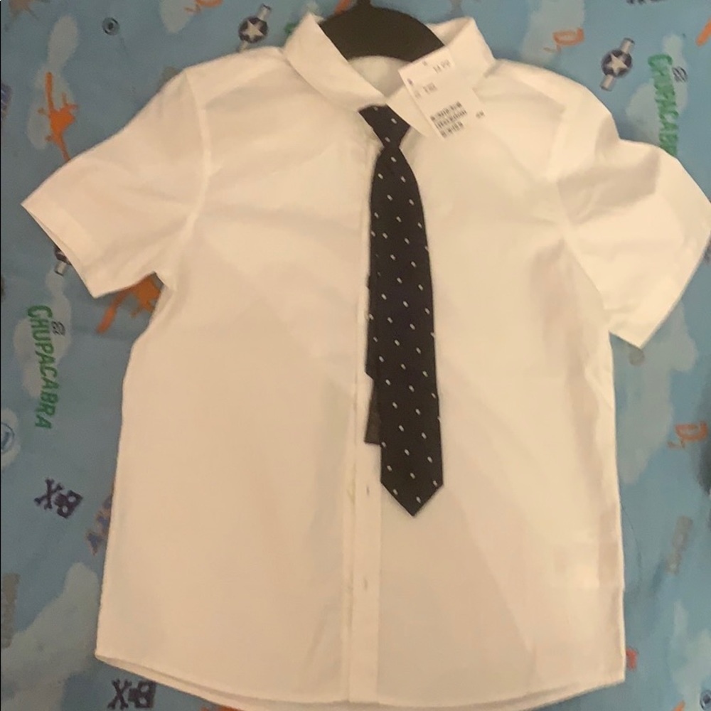 H&M Dress shirt kids short sleeve with tie